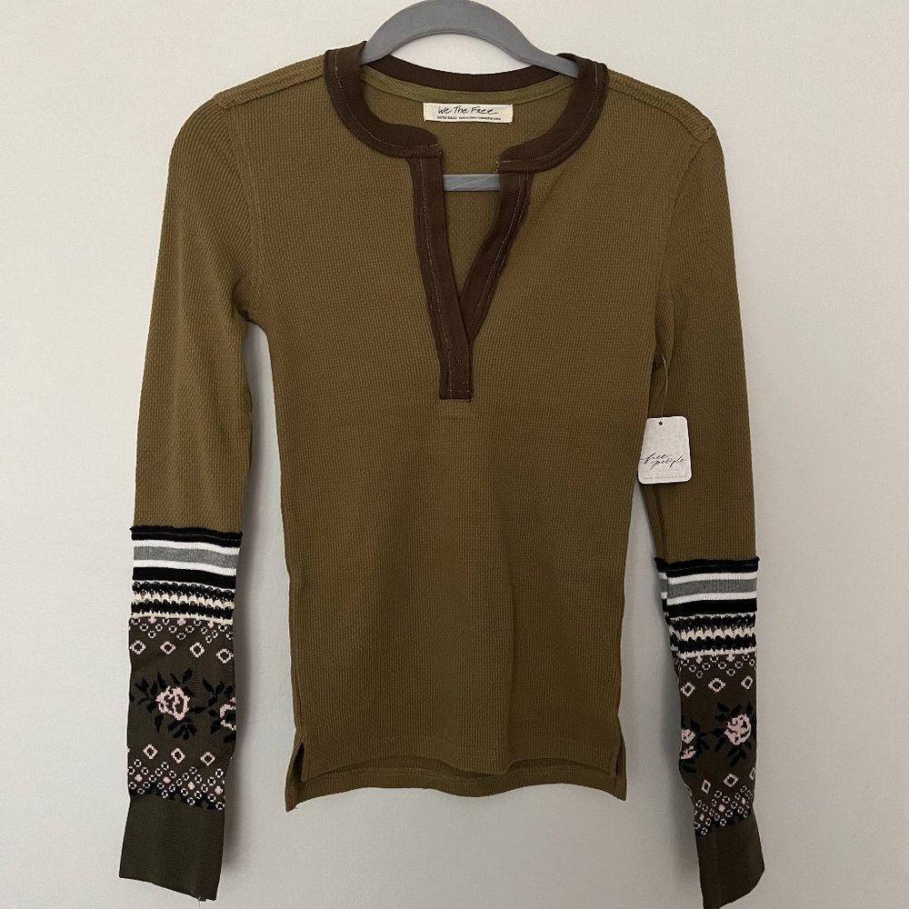 Free People Mikah Layering Cuff Top XS in Army Combo - Picture 7 of 11